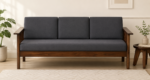 Halk Sheesham Wood 3 Seater Sofa In Grey Colour